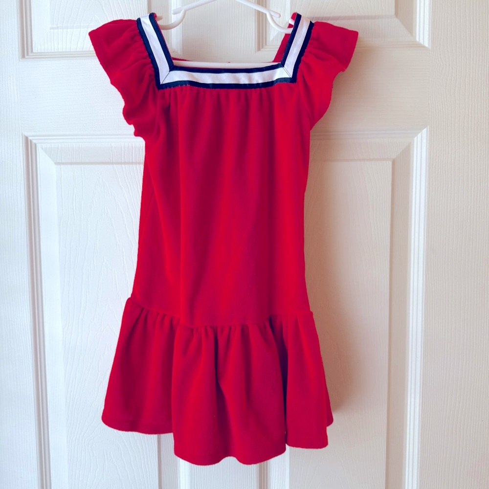Janie & Jack girls 4 red terry cloth dress